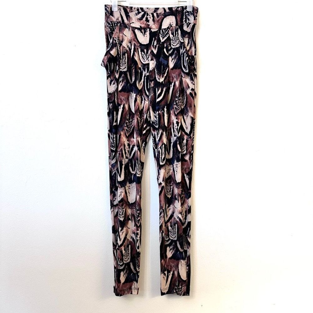 Bebe Monarch Butterfly Print Pull-On Tapered Legging Pants Multi-Color Sz Small